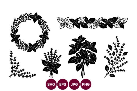 Botanical Foliage Wreath and Sprigs: Graphics & Illustrations