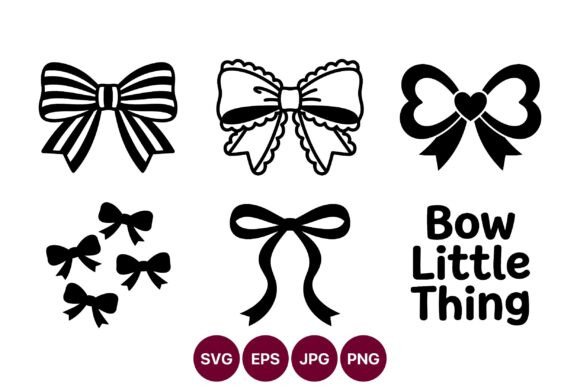 Bow Decorations in Vector Line Art: Graphics & Illustrations