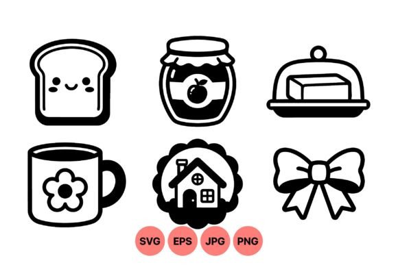 Cozy Breakfast Kitchen Icons: Graphics & Illustrations