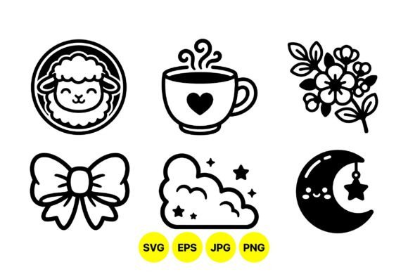Cozy Cute Line Art Icons: Graphics & Illustrations for Warm Editorial Design