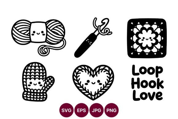 Crochet Yarn Icons Collection: Graphics & Illustrations