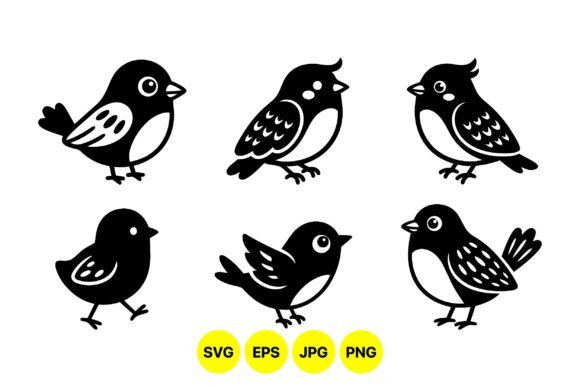 Cute Bird Silhouette Clipart Set: Graphics & Illustrations for Local Branding