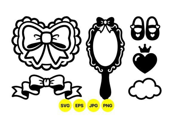 Cute Bow and Mirror Clipart Set