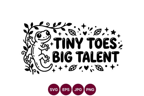 Cute Gecko Tiny Toes Design: Graphics & Illustrations