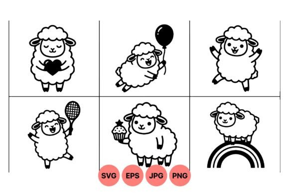 Cute Sheep SVG Clipart Set: Graphics & Illustrations for Playful Branding