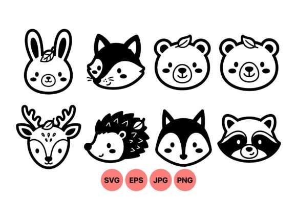 Cute Woodland Animal Faces SVG: Graphics & Illustrations for Whimsical Branding