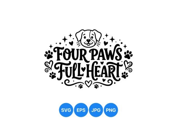 Four Paws Full Heart Design: Hand-Drawn Graphics & Illustrations
