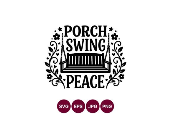 Porch Swing Peace Black White Vector Graphics & Illustrations